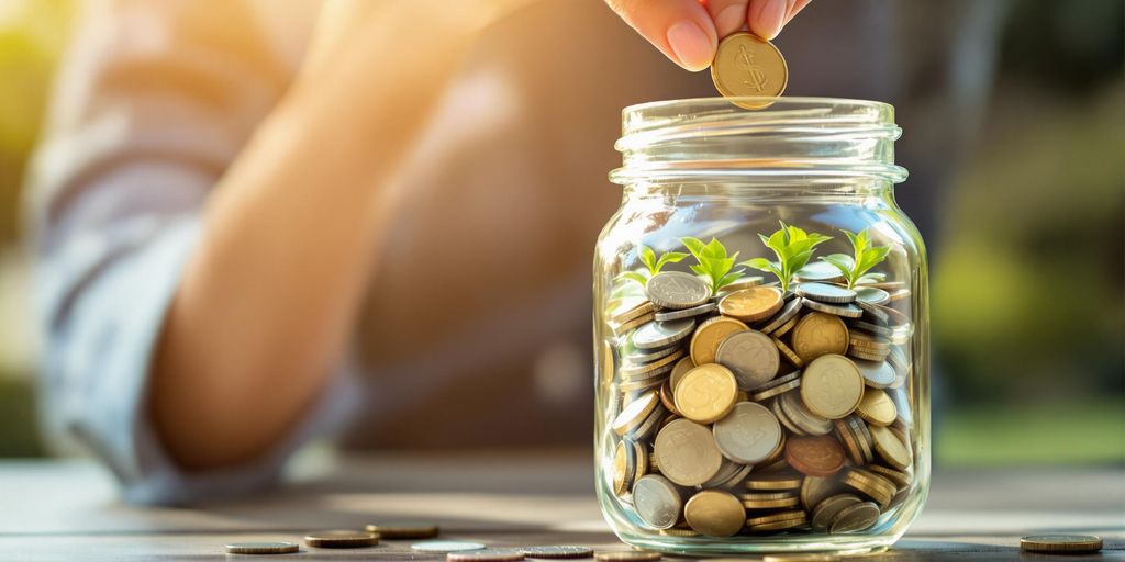 Pessoas colocando moedas em um jarro de vidro.